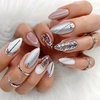 6 Strips Chain Nail Charms,Nail Chains 3D Nail Art Charms Silver Chain Accessories Supplies,Metal Punk Nail Caviar Beads for Nails,DIY Women Nail Art Decoration