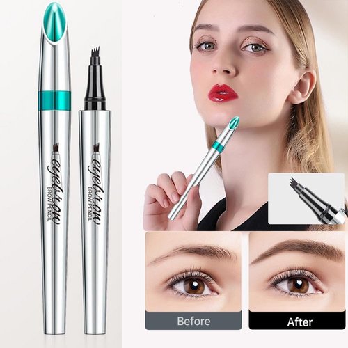 2024 New Waterproof Microblading Eyebrow Pen,3D Microblading Eyebrow Pencil,4 Tip Eye Brow Pen,Long-lasting Natural Makeup Fine Stroke Magic Eyebrow Pencil (Natural Black)