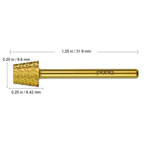 Pana 3/32" USA Safety Nail Carbide Bit - Flat Top Tapered Barrel Back Fill Bit for Electric Dremel Drill Machine (CB-10 Gold)