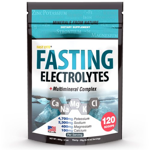 Fast Lyte Fasting Electrolyte Supplement Powder | No Sugar Unflavored Raw Electrolytes | 100% RDA Magnesium and Potassium with Trace Minerals | Carnivore & Keto Friendly | Sugar Free Fasting Salts