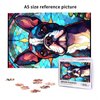 Boston Terrier Dogs Lovers Stained Colorful Glass 1000 Pieces Art Painting Wooden Puzzle for Kids Adults, Birthday Mother's Father's Day Christmas for Dad Mom Son Girls
