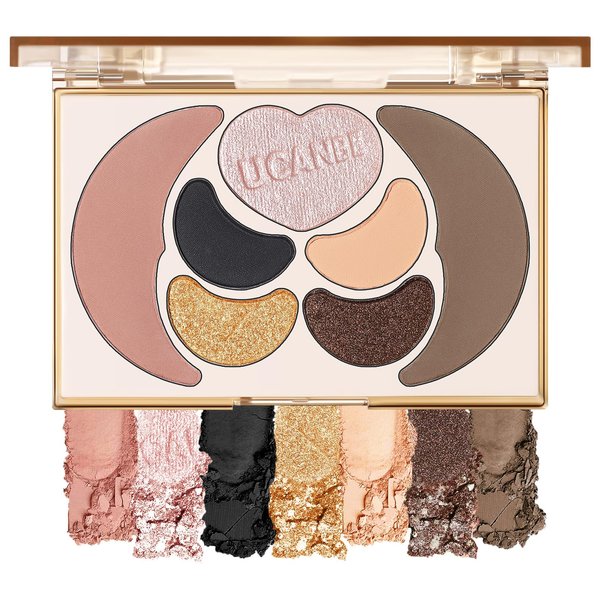 UCANBE All in One Makeup Kit - 4 Shimmer Matte Eyeshadow, 1 Pink Blush, 1 Bronzer Contour, 1 Illuminator Highlighter Makeup Palette Make Up Sets for Women Girls Teens Gift (04)