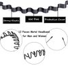 BOYIVI 12 PCS Metal Headband for Men and Women Unisex Adjustable Black Wavy Hair Band Non-slip Spring and Summer Home Outdoor Hair Hoop Fashion Simple Elastic Hair Accessories