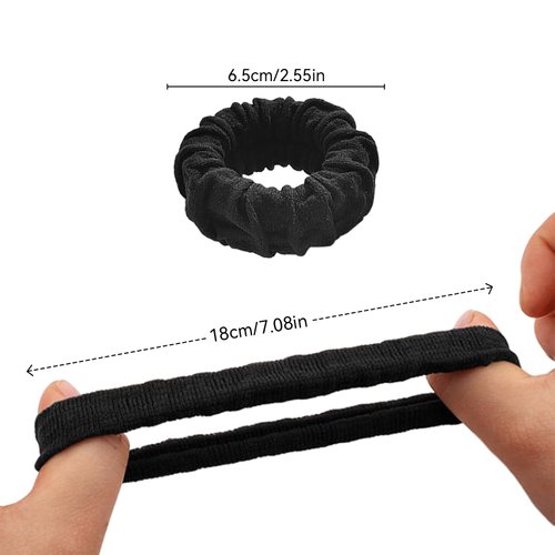 Hair Ties 10PCS Black Elastic No Damage Soft Wide Rubber Bands for Hair No Tug Scrunchies Hair Bands Thick Ponytail Women Girls Hair Accessories Comforts No Slippage Suitable for Different Occasions