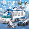 Police Car Command Center Police Truck, Police Mobile Car Building Toy, Motorcycle, Police Cop Patrol, 4 Minifigures Compatible with Lego City Police Transporter Truck, Ideal Gift 6-12 Kids, 510pcs