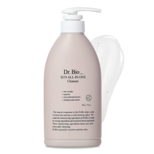 Dr. Bio Eco All-in-One Cleanser (17.63 oz/500ml)| Hydrating Unscented Korean Body Wash, Ceramide Moisturizes Sensitive Skin using Probiotics & CICA, Face Cleanser, Shampoo, Newborn Baby Cleanser