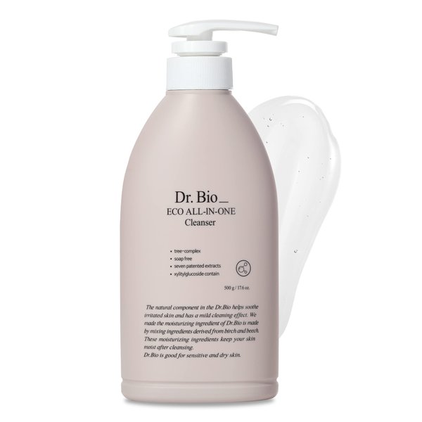 Dr. Bio Eco All-in-One Cleanser (17.63 oz/500ml)| Hydrating Unscented Korean Body Wash, Ceramide Moisturizes Sensitive Skin using Probiotics & CICA, Face Cleanser, Shampoo, Newborn Baby Cleanser