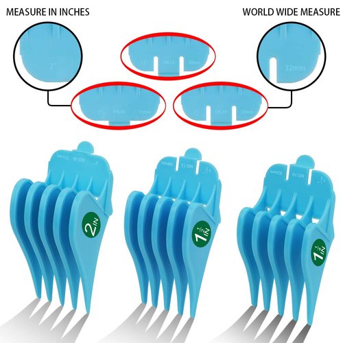 Professional Hair Clipper Combs Guides, Hair Clipper Guards 1 & 1/4" 1 & 1/2" 2", Mega NO.16 NO.12 NO.10 fits for most Wahl Clippers (NO.10+NO.12+NO.16, Blue)