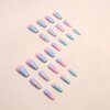 Ombre Press on Nails Medium Coffin Fake Nails Macaron Color Gradient False Nails With Glitter Designs Full Cover Stick on Nails Reusable Acrylic Artificial Nails Glue on Nails for Women 24Pcs