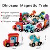 soehso Toddler Toys 11 Magnetic Wooden Train Set for Toddlers Dinosaur Train Montessori Toys for Toddlers, Preschool Learning & Fun and Activities for Kids