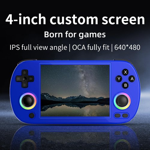 RG40XX H Retro Handheld Game Console 4.0-inch IPS Screen Linux System Game Player 64GB Card Preloaded 5000+ Games RGB Lighting 3200mAh Battery(RG40XX H-Blue)