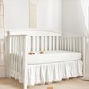 TILLYOU Ruffled Crib Skirt with Pompoms, Microfiber Nursery Crib Toddler Bedding Skirts for Baby Boys Girls, 14'' Drop, White