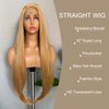 SOKU 13x4 Lace Front Wigs 32 Inch Long Straight Synthetic Wigs with Baby Hair Free Part Strawberry Honey Blonde Lace Frontal Wigs Pre Plucked for Women Girls Cosplay Gift