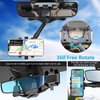 PKYAA Rearview Mirror Phone Holder for Car, 360° Rotating Rear View Mount with Adjustable Arm Length, Multifunctional and GPS Universal Car All Smartphones