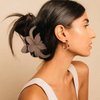 WHAVEL Flower Claw Clips for Women, 4PCS Hawaiian Hair Clips Non-Slip Matte Plumeria Clips Cute Hair Clips Hibiscus Hair Clip Tropical Flower Clip Summer Beach(Beige, Coffee, Green, Orange)