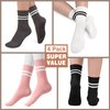 Pilates Socks Yoga Socks with Grips for Women Non-Slip Grip Socks for Pure Barre, Ballet, Dance, Workout, Hospital,4 Pairs Assorted,S-M