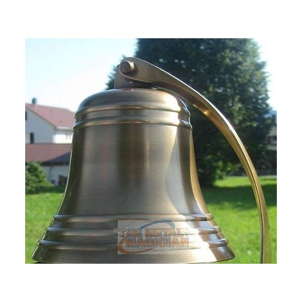 5" Solid Antique Brass Bell Quality Marine Wall Mounted Ship Hanging Bell Perfect for Dinner, Indoor, Outdoor, School, Bar, Reception, Last Order & Church by The Metal Magician