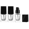 2PCS 15ml/0.5OZ Empty Glass Bottles with Press Pump Head Liquid Foundation Bottle Cosmetic Makeup Vials Containers for BB/CC Creams Lotion Square Essential Oils Jars Travel Set Sample Vials