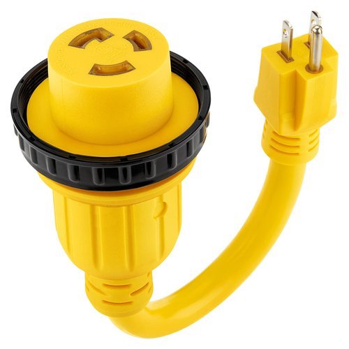 Kohree 30 Amp to 15 Amp 110 RV Adapter Plug, 15A Male to 30A Female RV Power Adapter, NEMA 5-15P to L5-30R Twist Lock RV Dogbone Electrical Adapter Cord 12"