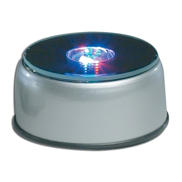 Amlong Crystal LED Lighted Silver 3 Inch Rotating Base with Adaptor