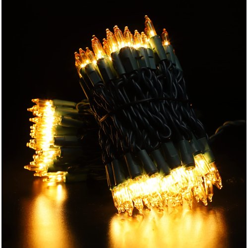 GLOWNOVA Green Wire,Yellow Incandescent Bulb 300 Mini String Lights for Indoor Christmas Tree Garland Birthday Wedding Party Festival Decoration