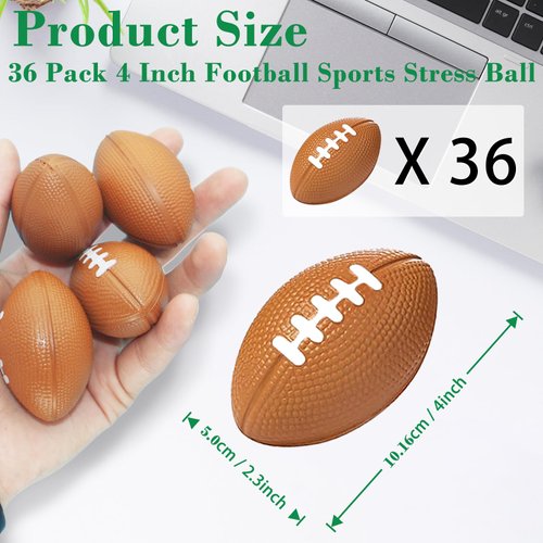 Oleitodh 36 Pcs Mini Football Sports Stress Ball Bulk 4 inch Mini Foam Sports Ball Kids Adults Football Sports Party Favor Ball Small Relaxable Balls for School Carnival Reward Party Bag Gift Fillers