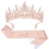 CIEHER Sweet 16 Sash + Rose Gold Crown + Pearl Pin Set, Sweet 16 Birthday Party Decorations, Sweet 16 Tiara, Sweet 16 Gifts for Girls Sweet 16 Birthday Decorations