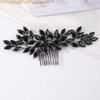 Missgrace Women's Handmade Gothic Black Full Rhinestones Side Hair Comb for Prom Party Special Occasion Punk Headpiece, Black 3