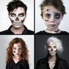 Skull Tattoo Halloween Temporary Face Tattoos for Men and Women, Adult, Skeleton Mouth Tattoo Spider Web Face Sticker 4 Sheets, Horror Zombie Makeup Kit, Scary Halloween Face Decals