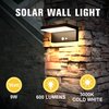 BRIMMEL Solar Wall Light Outdoor, 3 Light Modes, Motion Sensor Solar Sconce, Dusk to Dawn, 10 Hours Battery Life, 600 Lumen Super Bright Solar Address Light for Fence Patio Porch, Aluminum, Black