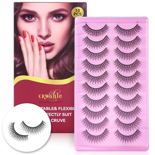 10 pairs false eyelashes natural, reusable microfiber fake eyelash, sweat-proof eye lashes, natural and beautiful, easy to wear,