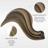 EYEFULL STELL Human Hair Extensions Clip in 18 inch 120g 7PCS Straight Natural Clip ins Real Remy 100% Human Hair Extensions Chocolate Brown To Caramel Blonde Double Weft Thick Layered Clip on Hair