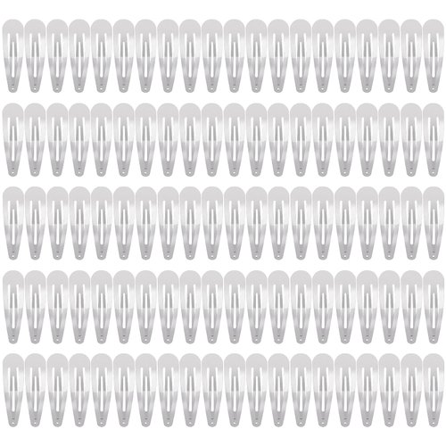 100Pcs Snap Hair Clips, Sublaga 2 Inch Bend Hair Clips, Metal Barrettes, No Slip Cute Solid Candy Color Hair Accessories for Girls, Women, Kids Teens or Toddlers (100pcs Silver)
