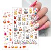 8 Sheets Easter Nail Art Stickers Cute Bunny Eggs Chick Flower Nail Decals 3D Self-Adhesive Easter Egg Rabbit Chicken Nail Design Stickers Nail Decoration for Women DIY Manicure Supplies Accessories
