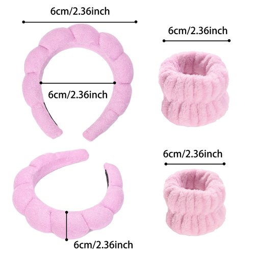 LTHYHJ 20 Piece Spa Headband and Wristband Set, Face Wash Headband, Skin Care Products Headband and Wristband Set, Bubble Headband,Gifts for Ladies, Women's Headbands