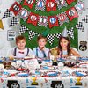 Checkered Racing Party Decorations - 10PCS Funny Race Car Signs for Boys Paper Road Route Traffic Directions Cutout Signs Party Supplies
