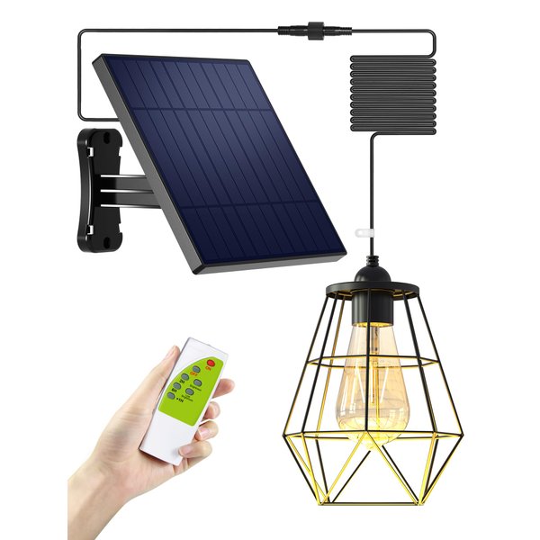intelamp Solar Pendant Lights with Remote Control, Solar Powered Shed Light, 4000mAh Solar Powered Light Hanging Lights with 16.4ft Cable for Indoor and Outdoor Storage, Room,Home,Yard,Porch, Balcony