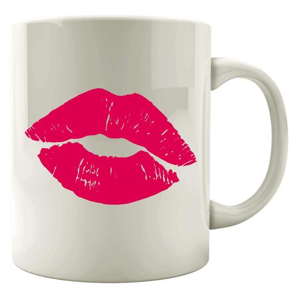 Funny Lips - Red Lipstick Kiss Print Makeup Gloss Humor - Mug
