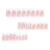 Nail Apparel Y2K Long Coffin Cute Kawaii Press on Nails 3D Cartoon Pink Glitter Rhinestone Heart Pearl Bow Long Ballet Trapezoid Fake Nails 24Pcs (Long White French Pink Bow Flower)