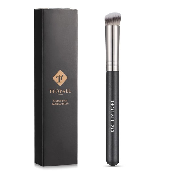 TEOYALL Angled Flat Concealer Brush, Dense Synthetic Contour Brush for Bronzer Liquid Foundation Cream Powder Blending Buffing Stippling Brush (270)