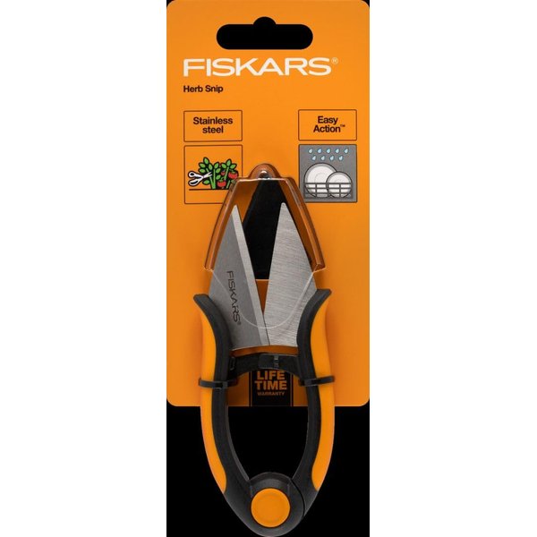 Fiskars Garden Herb Snips - 5" Garden Shears with Sheath and SoftGrip Handle - Yard and Garden Tools - Orange/Black