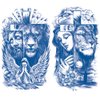 Oottati 2 Sheets Semi Permanent Waterproof Temporary Tattoos, 2 Weeks Long Last, 100% Plant-Based Ink Infinity Realistic Stickers, Lion Cross Jesus Maria