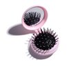 AKOAK 1 Pack Folding Travel Mirror, Hair Comb with Mirror, Round Mini Massage Comb, Portable Travel Makeup Mirror for Girls and Women, Suitable for Handbag/Pocket (Pink)