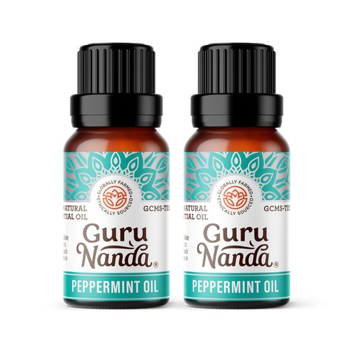 GuruNanda Peppermint Essential Oil (Pack of 2 x 0.5 Fl Oz) - 100% Pure, Natural & Undiluted Aromatherapy Oil for Diffusers - Perfect for Spa or Massage - Packaged in USA