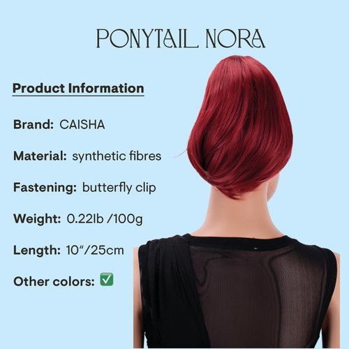CAISHA Bun Hairpiece Ponytail With Butterfly Clip Hair Bun Bridal Hairstyle Hepburn Bun Scrunchie Straight Red H415