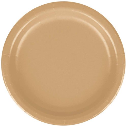 Creative Converting 8 3/4" Diameter Round Paper Dinner Plates, Glittering Gold Color, 24-Count Packages