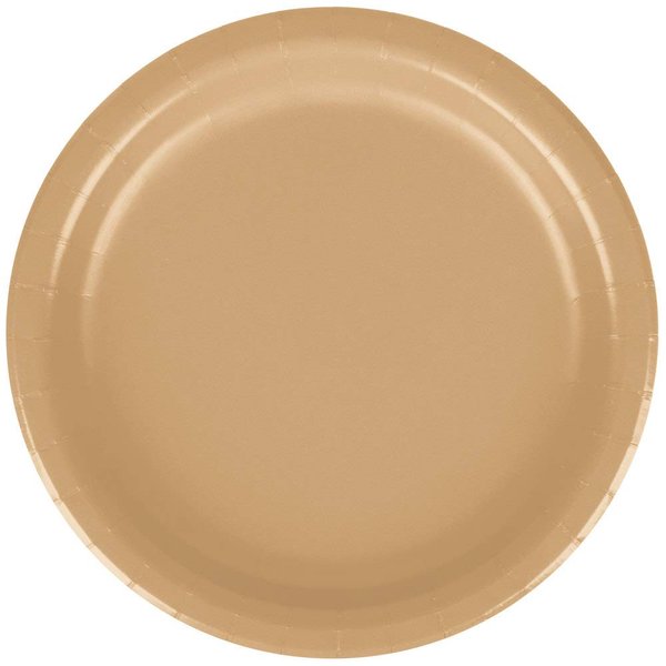Creative Converting 8 3/4" Diameter Round Paper Dinner Plates, Glittering Gold Color, 24-Count Packages