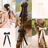 EHBELIF Hair Bows for Women Bow Hair Clips Pink Hair Ribbon Bow Tassel Hair Bow with Long Tail Silk Bowknot Hair Clip Barrettes Solid Satin Hair Accessories for Women and Girls (Black&white)