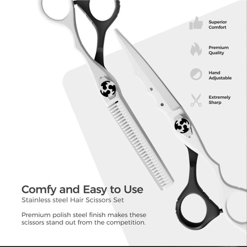 Suvorna Hair Cutting Scissors Professional with Thinning Shears for Hair Cutting | 2 Pcs Hair Cutting Shears | RightHand Professional Hair Scissors | Barber Shears Set | Hair Shears Professional