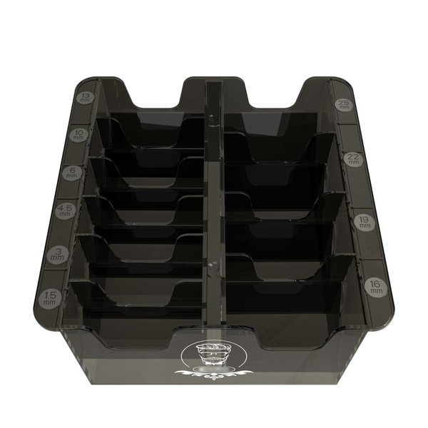 opove Clipper Guard Holder/Storage Case, Save Space & Protect Guards, Universal Hair Clipper Accessories for Barbershops/Salons, and Personal Home Use(10-Grid, Translucent Black)